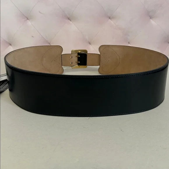 Alexander McQueen Wide Black Leather Nero Belt Italy 80 NWT display picture 1